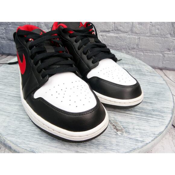 Jordan Air Jordan 1 Low Black/Fire Red-White Men Size 12 Used OG Box - Picture 14 of 16